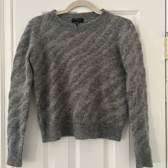Rag & Bone Gray Baby Alpaca Germain Metallic Zebra Jacquard Sweater - Picture 6 of 7